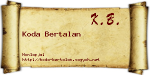 Koda Bertalan névjegykártya